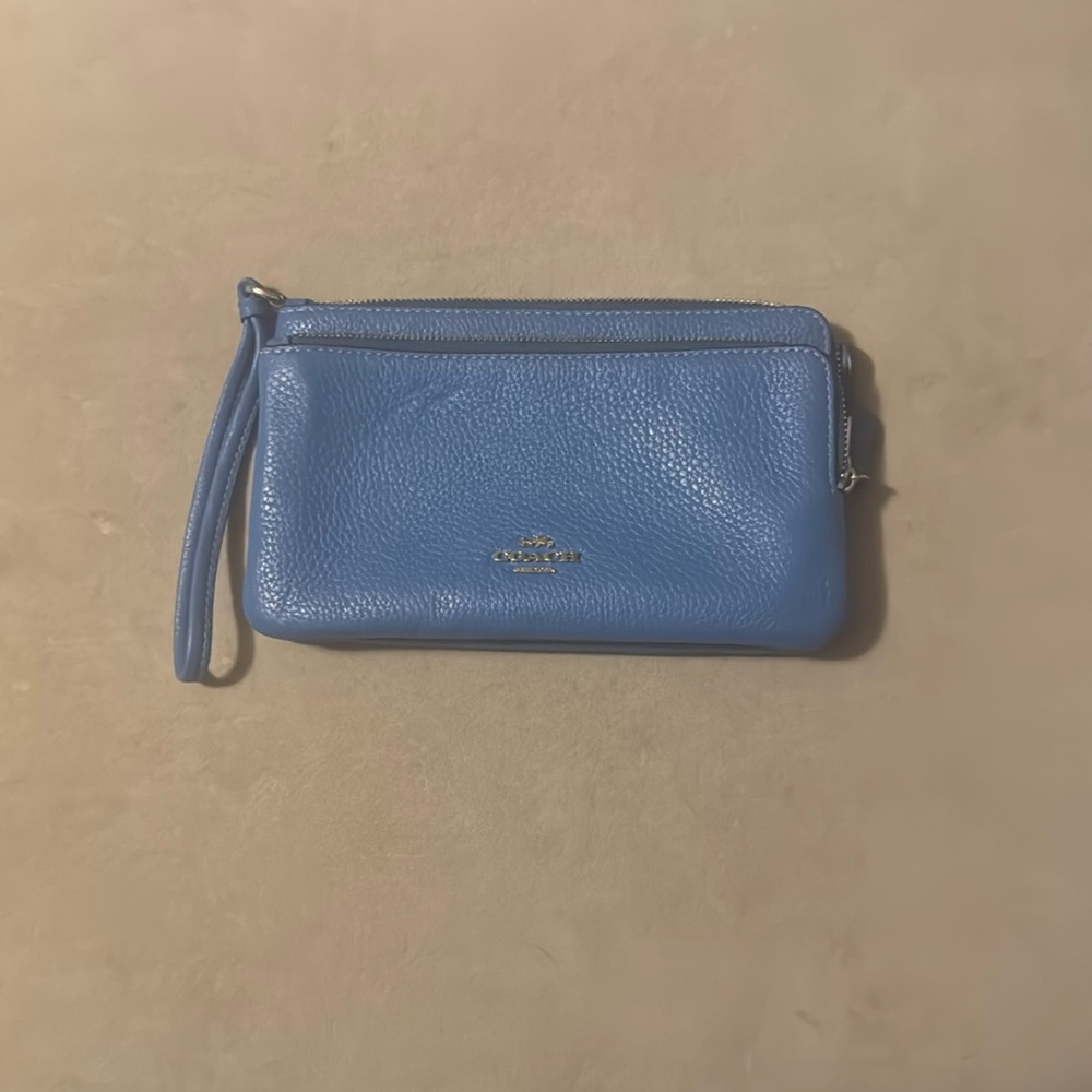 Coach Blue Double Zip Wallet
